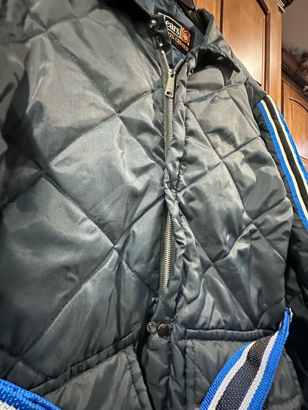 Vintage Sears Sports Center Snowsuit Navy Quilted Ski Suit Belted Retro - Picture 11 of 12